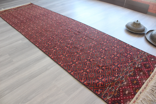 3'x11' Vintage Kilim Runner, Ethnic Bukhara Runner/N-935 3'x10'8" Feet