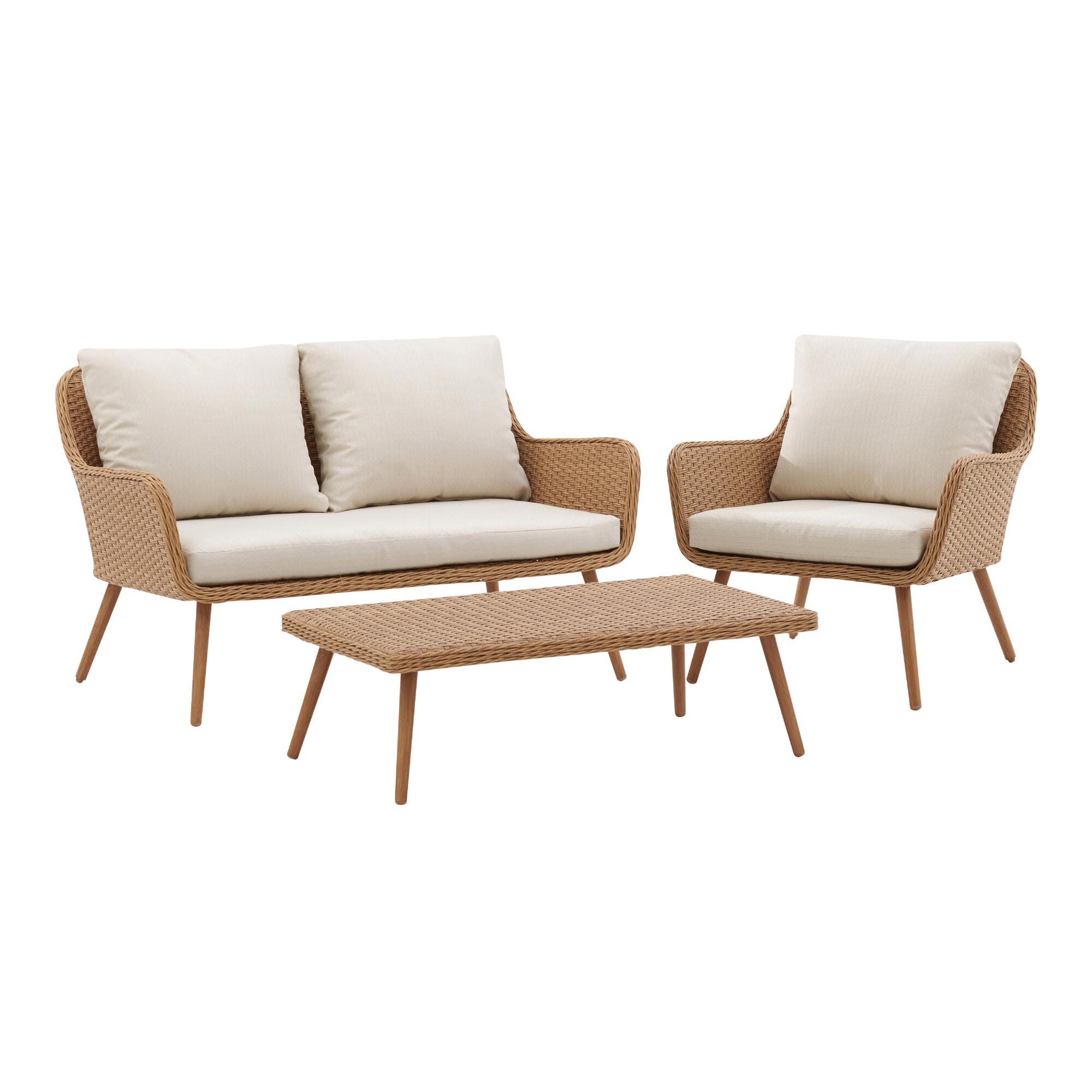 Oatmeal All Weather Wicker Simona Outdoor Patio Seating Collection by World Market