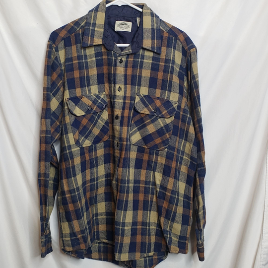 Vintage Fieldmaster Wool Blend Flannel Plaid Shirt Men Large Tall Made in Korea