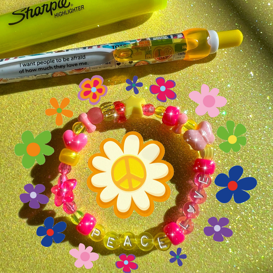 Peace & Love Beaded Bracelet | Groovy Kandi Y2K Bead Kawaii