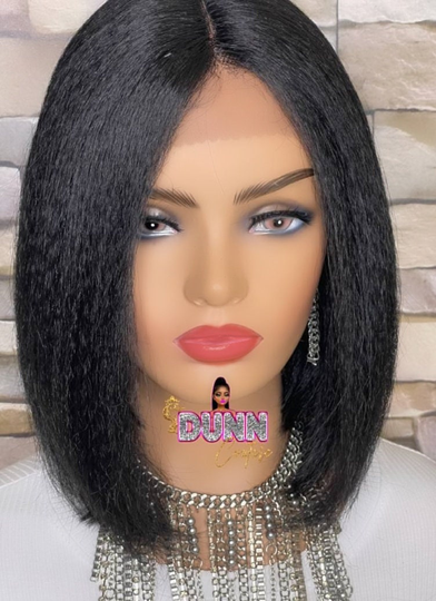 Natural Human Hair Blend Wig, Glueless Wig...10Inches