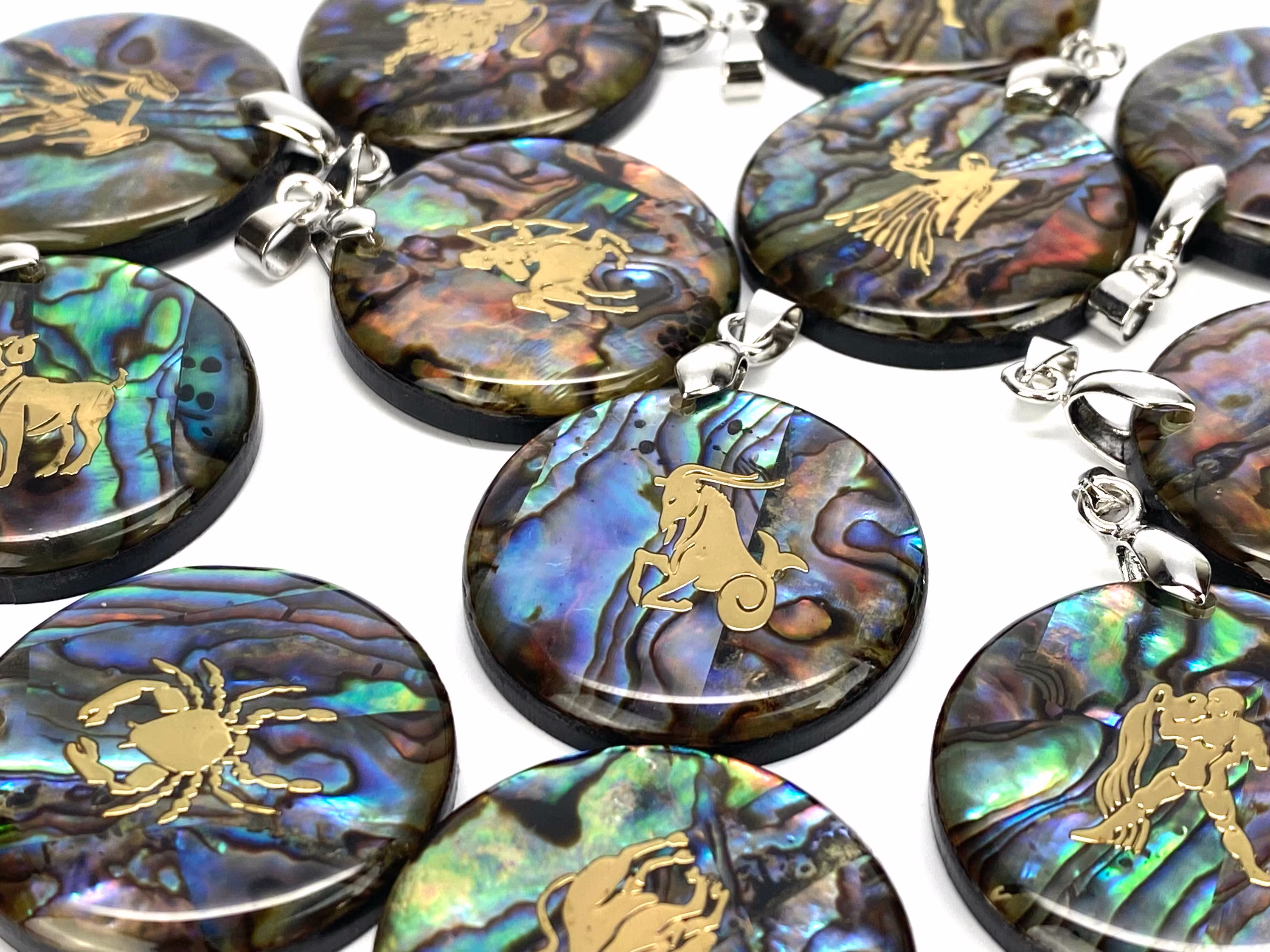 Zodiac Abalone Mother Of Pearl Pendants Sku M787