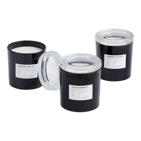 Black Glass Jar Scented Candle - Scented Wax by World Market
