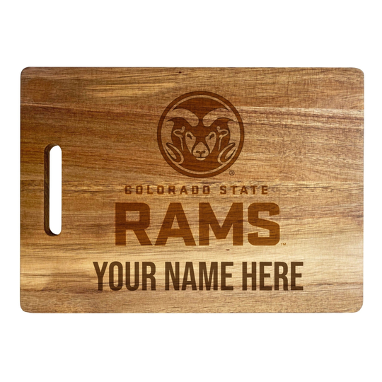 Colorado State Rams Custom Engraved Wooden Cutting Board 10" x 14" Acacia Wood - Large Engraving