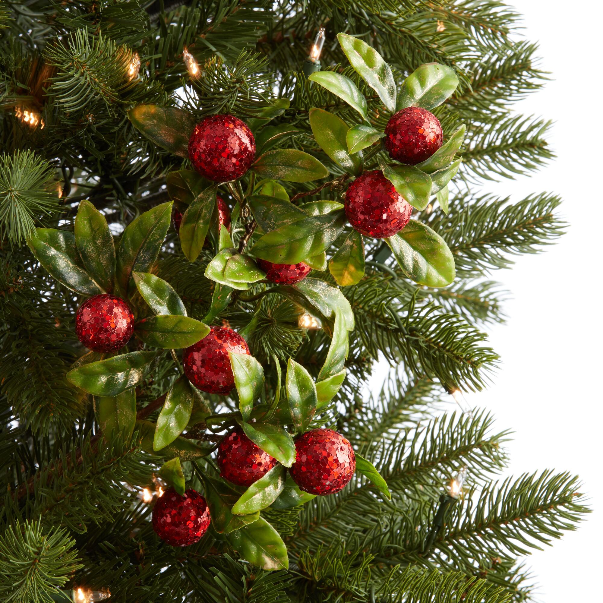 Pier Place Red Berry and Green Leaf Pick: Green/Red - Iron by World Market