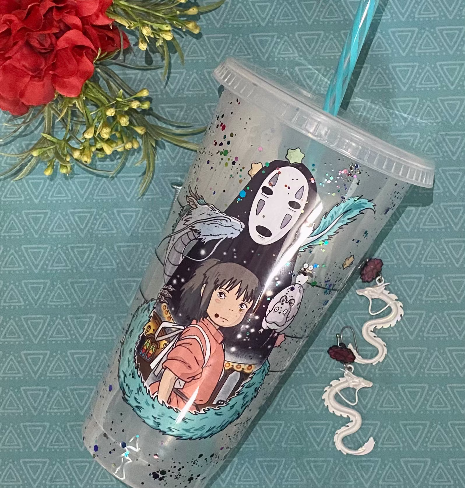 Anime Ghost Spirit Bath House Starbucks Tumbler Coated in Epoxy Resin | Coffee Cup Reusable