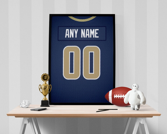 Los Angeles Rams Jersey Poster Print - Personalized Any Name & Number, Football Poster, Man Cave, Sports Art Print, Wall Decor
