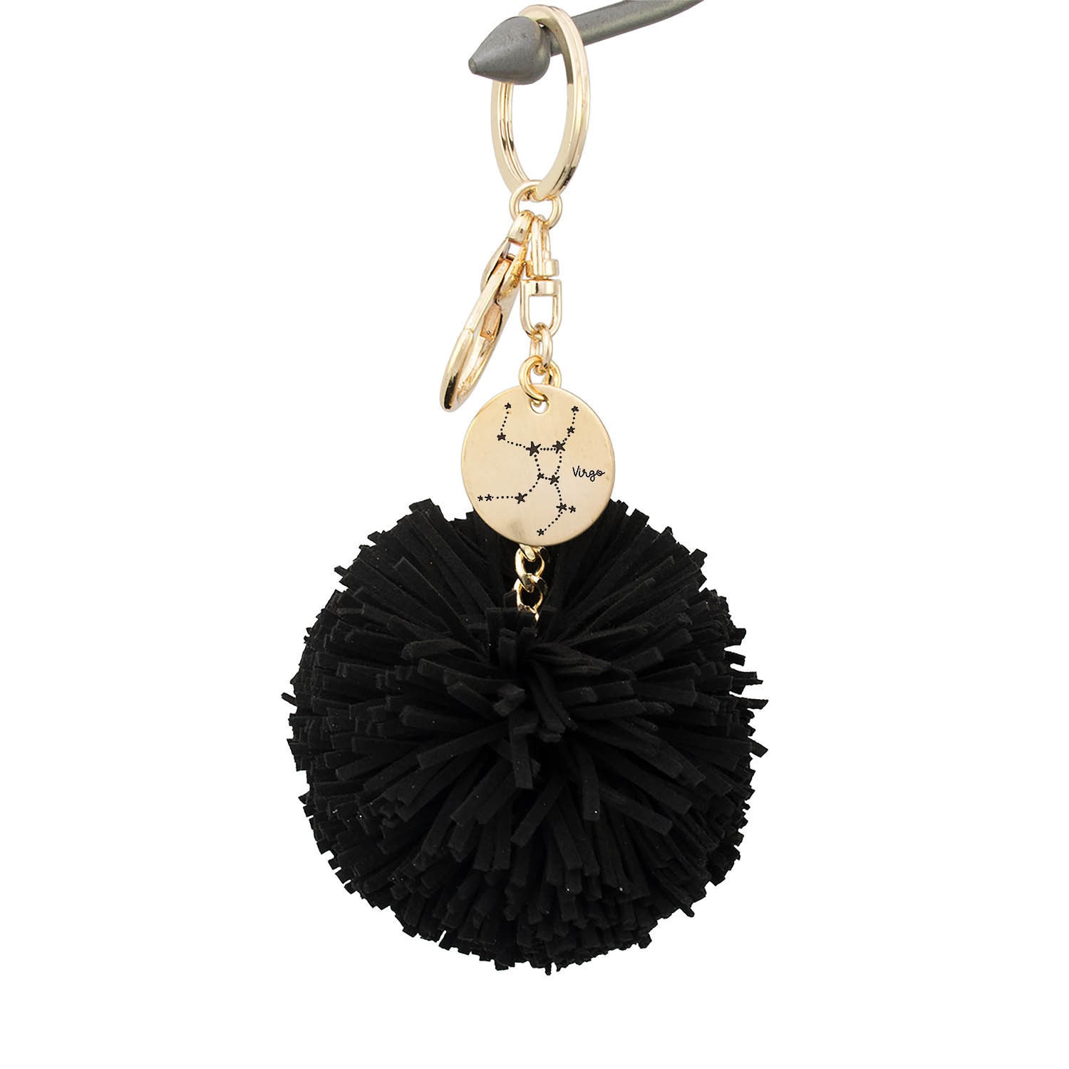 Virgo Keychain, Zodiac Constellation Pom Tassel Gift, Star Sign Keyring, Astrology, Horoscope, August September Birthday