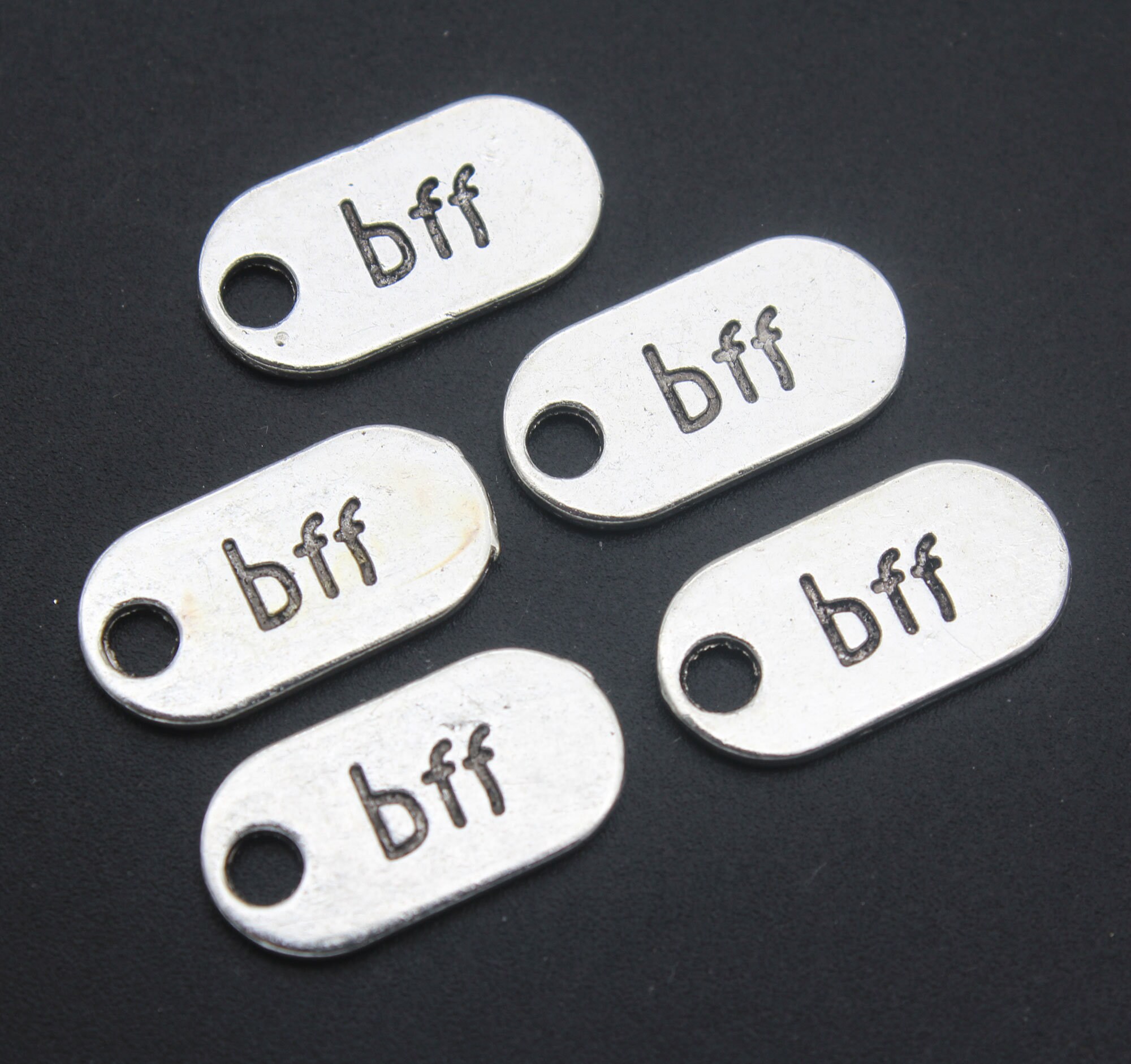 25Pcs Bff Charm Pendant, Silver Bff Charm.best Friend , Alloy Charm-9x18mm-Yf439