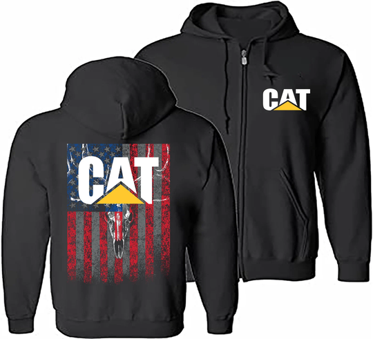 Cat Caterpillar Flag Zipper Hoodie - Unisex Adult Full Zip