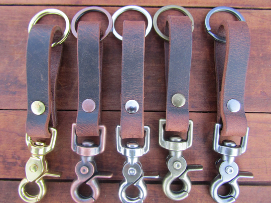 Small Handmade Crazy Horse Water Buffalo Top Grain Leather Keychain