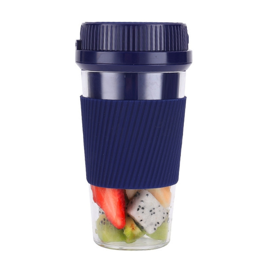 250ml Electric Portable USB Mini Kitchen Household Juicer Mixer Blender Squeezer - navy blue