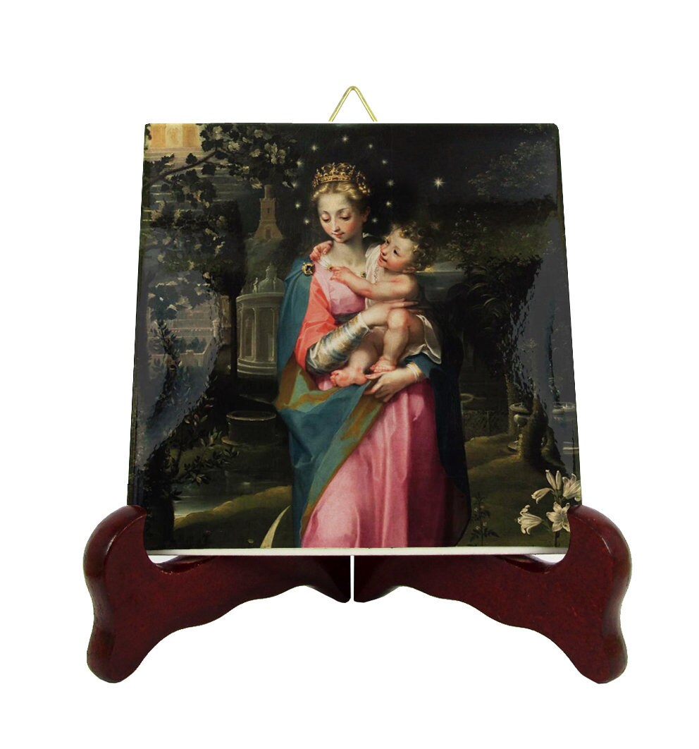 Religious Icons - Madonna & Child Catholic Gifts Holy Art Sacred Ceramic Tile Faith Devotion Gift Mary