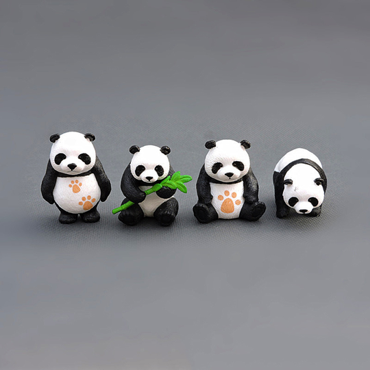 4Pcs Mini Realistic Panda Animal Solid Models Toy DIY Scenery Desktop Ornament