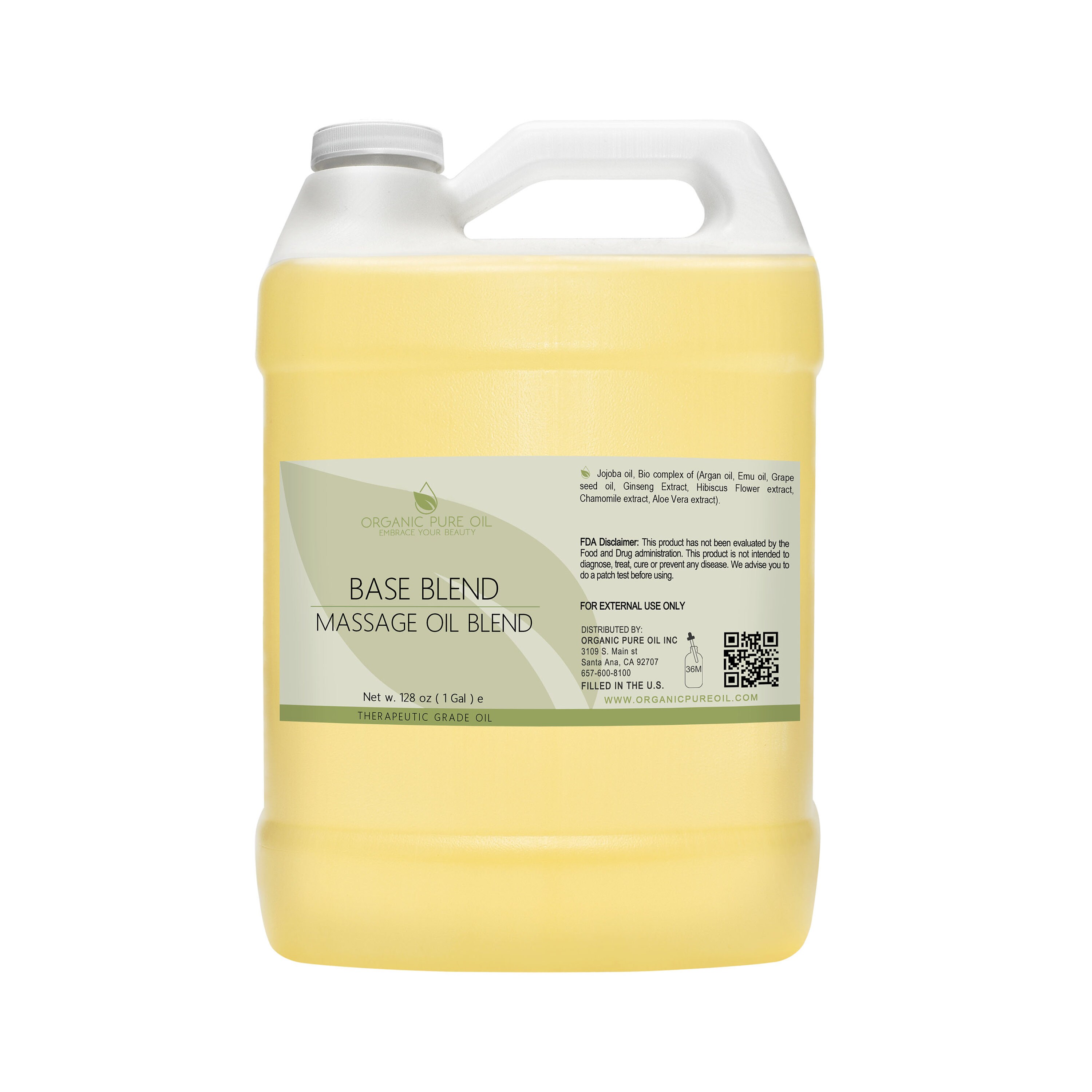 Bulk Massage Base Blend | 100% Organic Pure Oil Botanical For Diy Formulation Wholesale Aromatherapy 1 Gal Project Skin Hair Non-Gmo