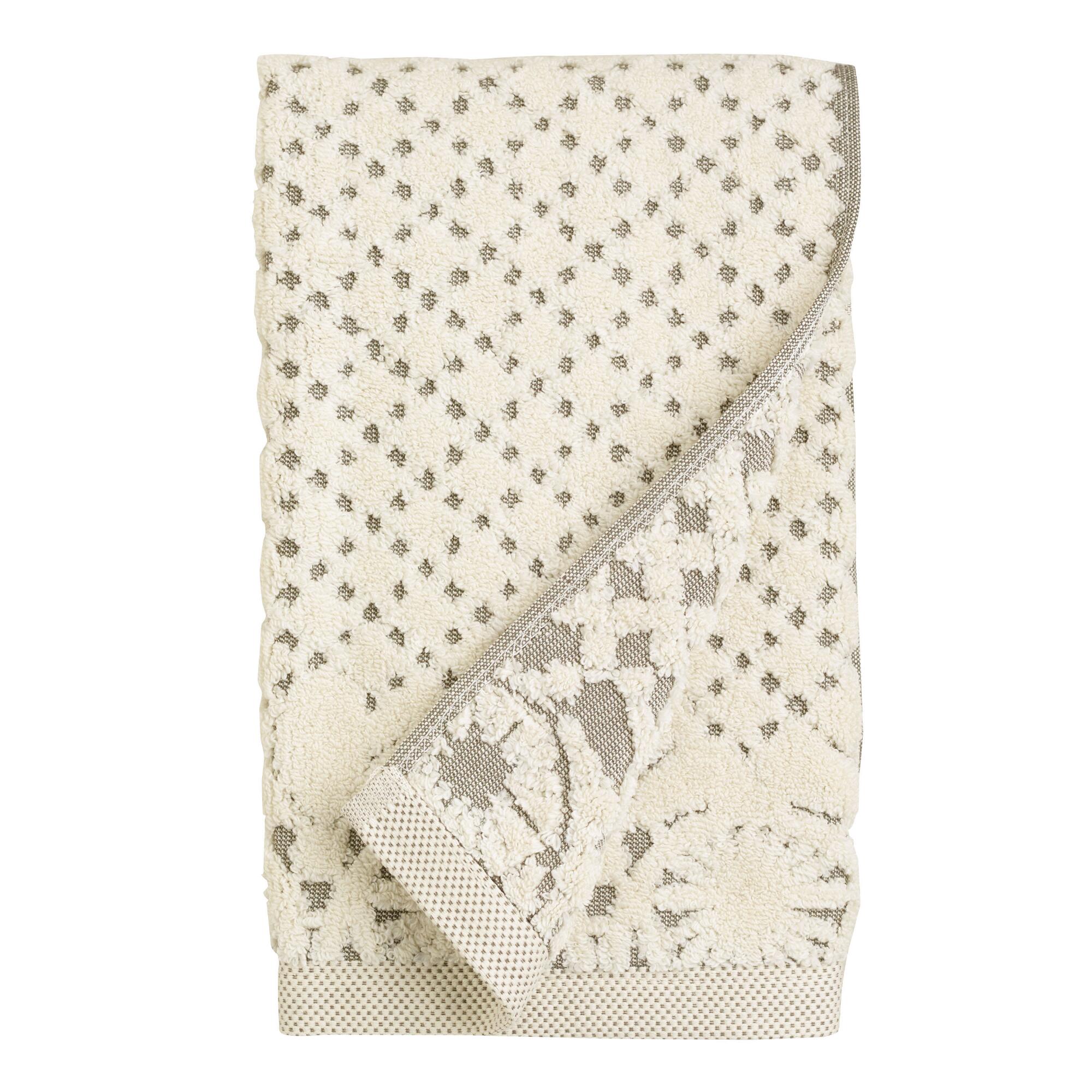 Lattice Sculpted Hand Towel: Gray - Cotton by World Market