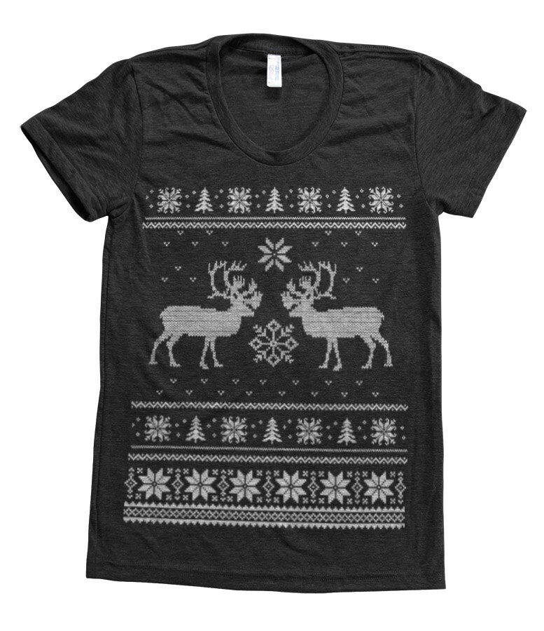 Ugly Sweater Christmas Women Tri-Blend Track Shirt Hand Screen Print