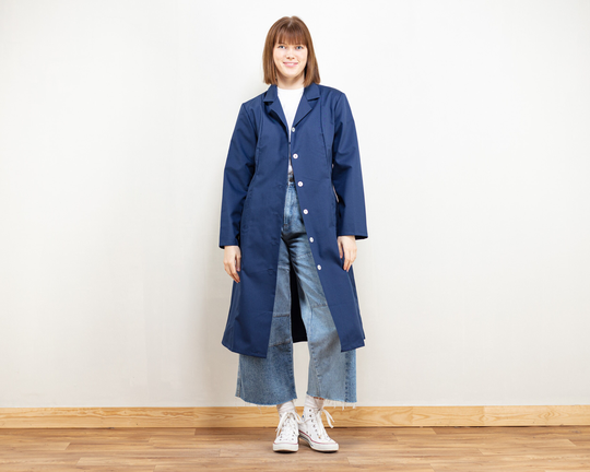 Vintage Chore Coat Women Cotton Blend Work Coat Blue Artist Manufacturer Working Workwear 90S Clothing Size Small