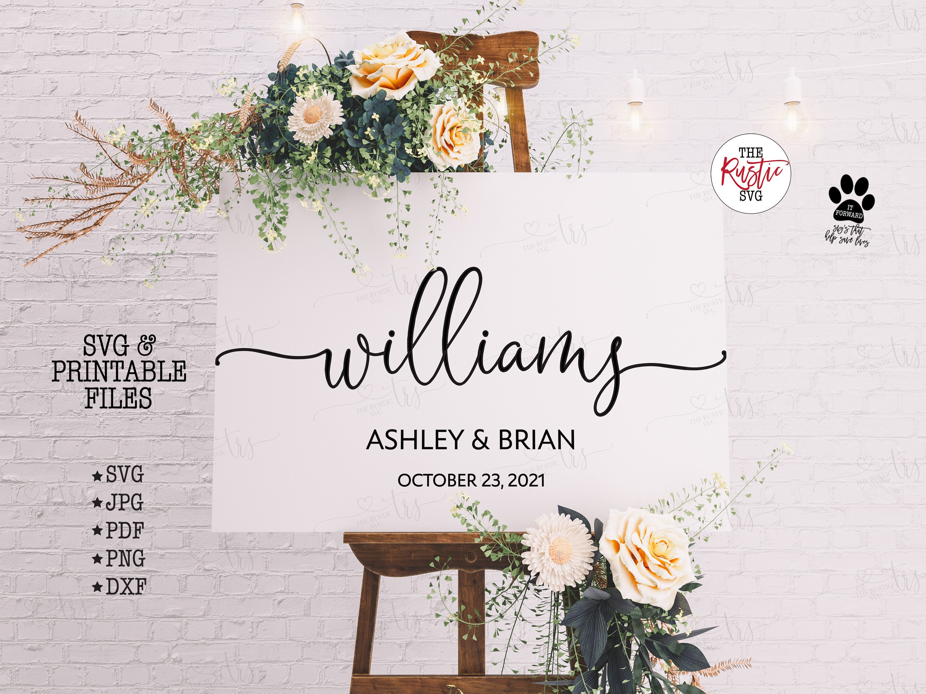 Printable Wedding Welcome Sign, Personalized Names Sign Mr & Mrs, Wedding Svg, Svg, Jpg, 027