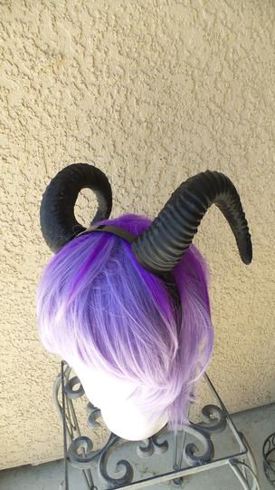 New Arrival Ram Horns Headband 3D Printed Cosplay Comicon Fantasy With Ears Option Wow Large Black Horned Ram
