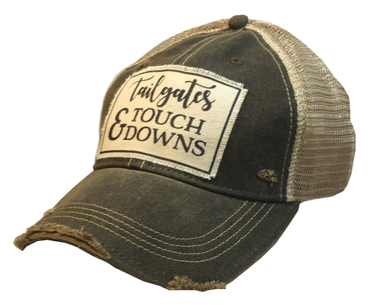 Women's Trucker Hat, Baseball Cap "Tailgates & Touchdowns", Distressed Cap, Hat