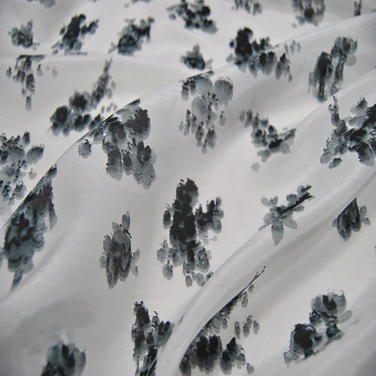 Floral Print Silk Cotton Blend White Fabric ,width 54 Inch,clothing