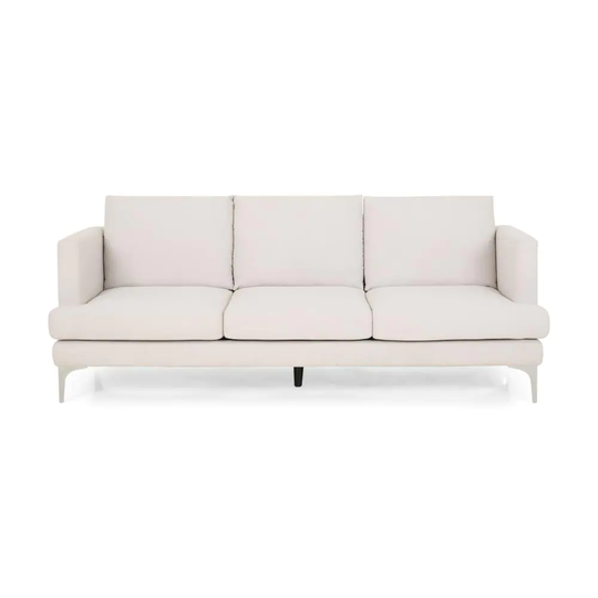 Best Selling Home Decor Carson Modern Beige and Silver Polyester/Blend Sofa in Off-White | 311401