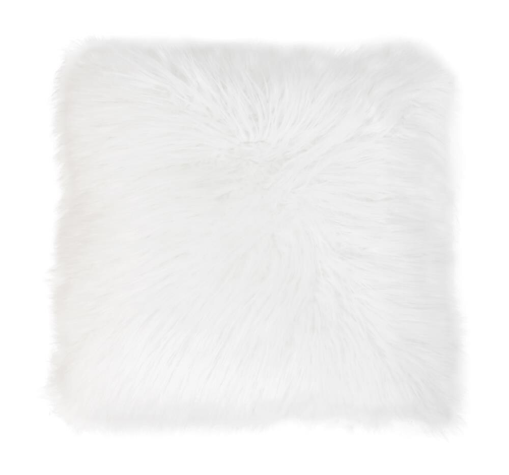 Decor Therapy Thro by Marlo Lorenz 20-in x 20-in Bright White Acrylic Blend Faux Mongolian Indoor Decorative Pillow Polyester | TH010467001E