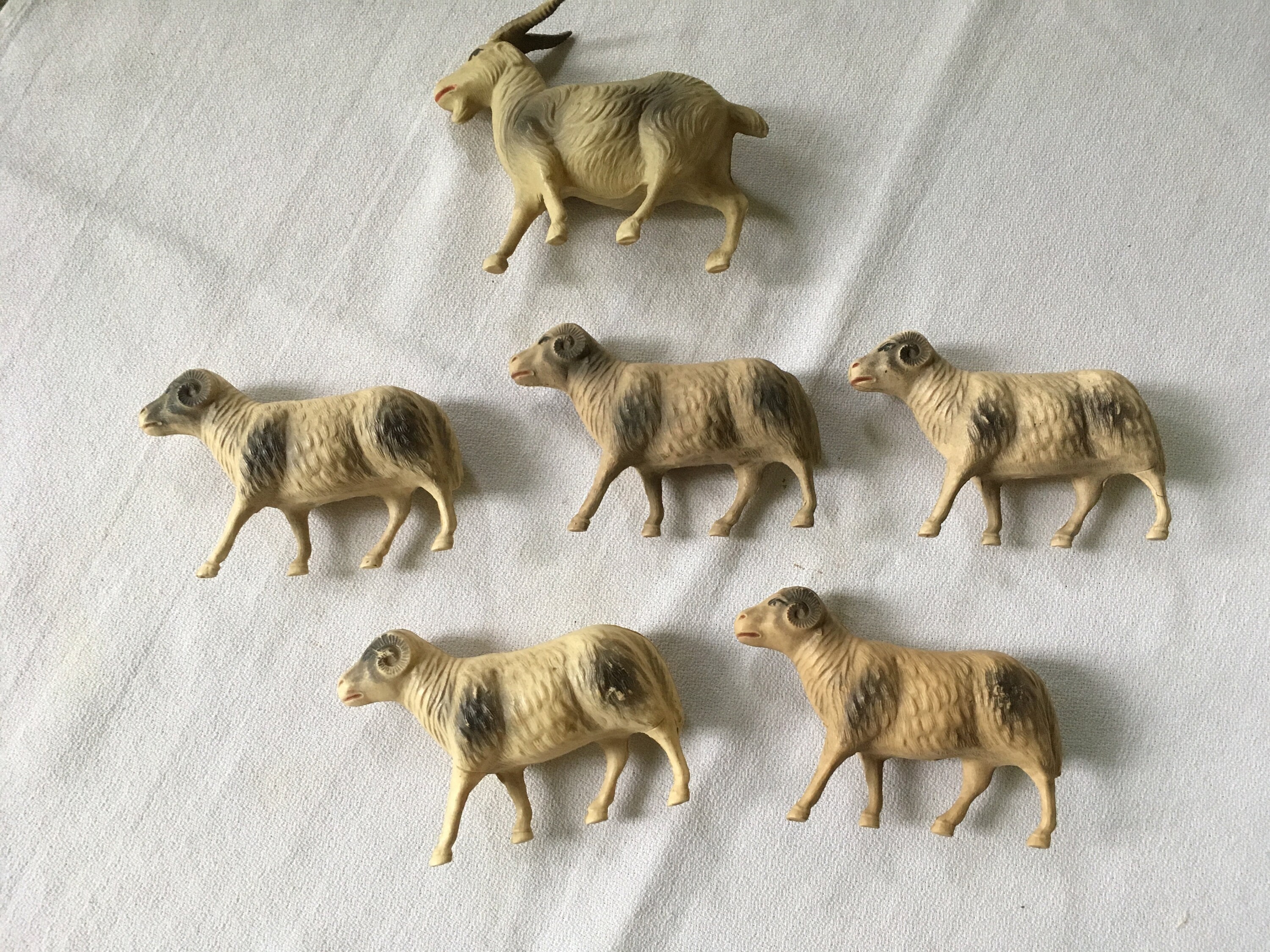 Vintage Celluloid Billy Goat & Five Rams | Sheep - Marked Made in Usa"