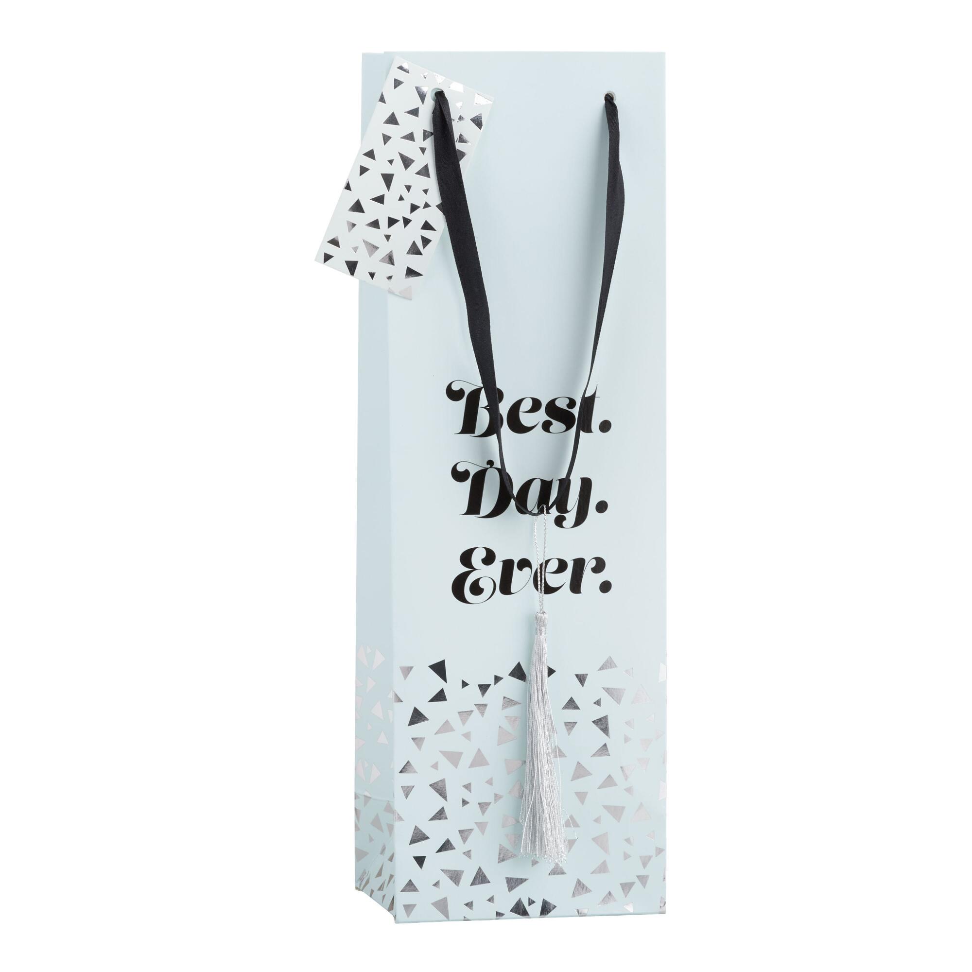Metallic Gold Best Day Ever Wine Bag with Tassel by World Market