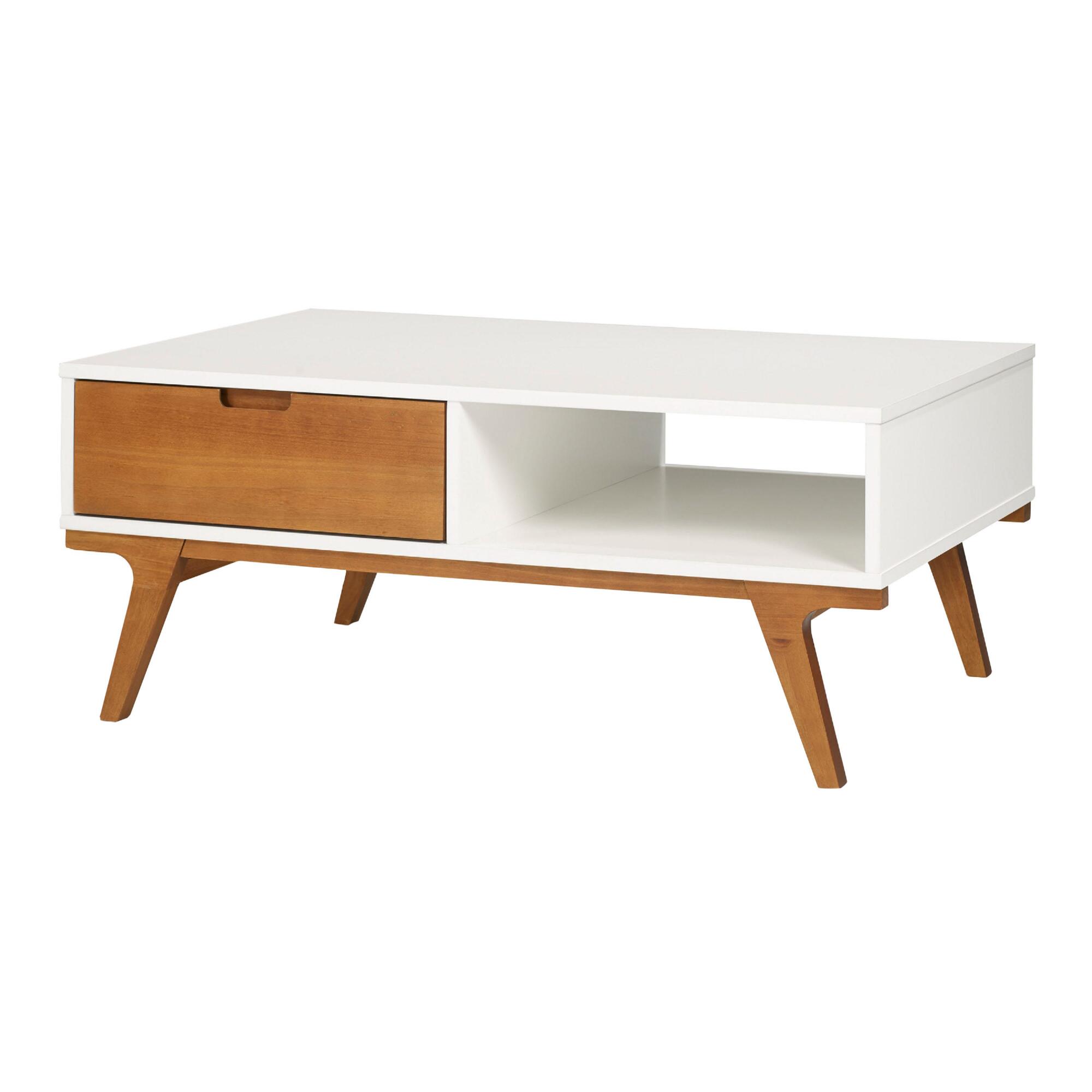 Pine Wood Abril Coffee Table with Drawer: Brown by World Market