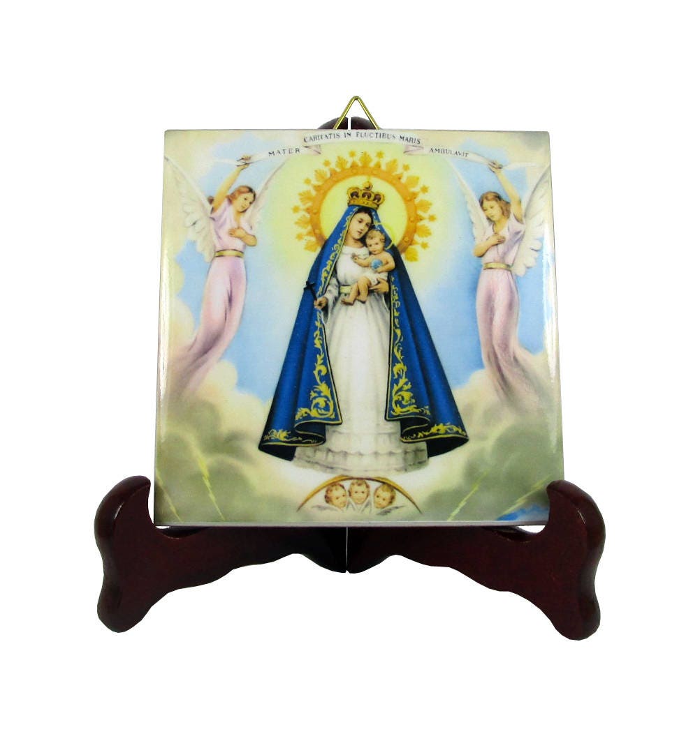 Our Lady Of El Cobre - Catholic Icon On Tile Charity Nuestra Senora De La Caridad Del Gifts Art
