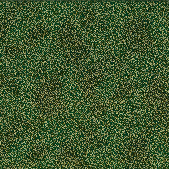 Christmas Fabric, Holiday Blender Hunter & Gold Swirls Fabric By Hoffman Yardage & Fat Quarters