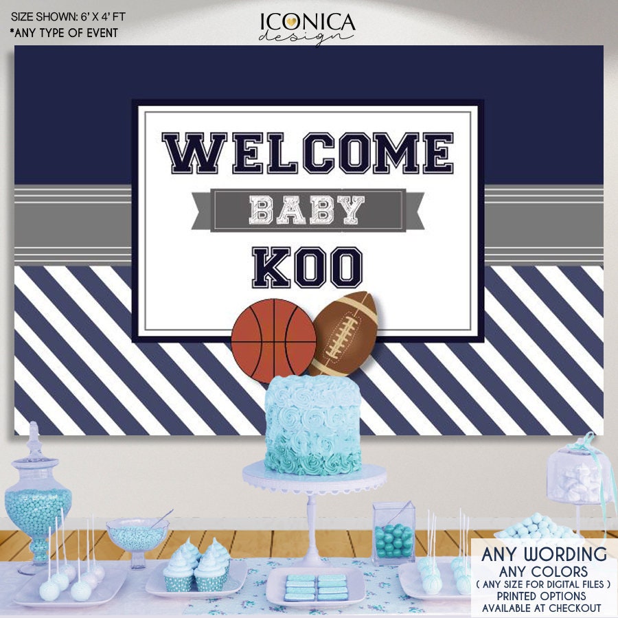 All Sports Baby Shower Decor, Photo Backdrop, Sport First Birthday Star Party Decor - Printed Or Digital File