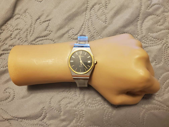 Vintage Bucherer #120.127.56 Swiss Made Stainless Steel & Gold Plated Quartz Men's Watch