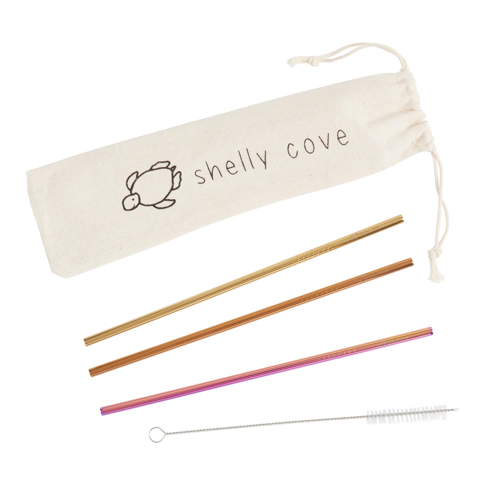 Shelly Cove Stainless Steel Reusable Straws 3 Pack by World Market