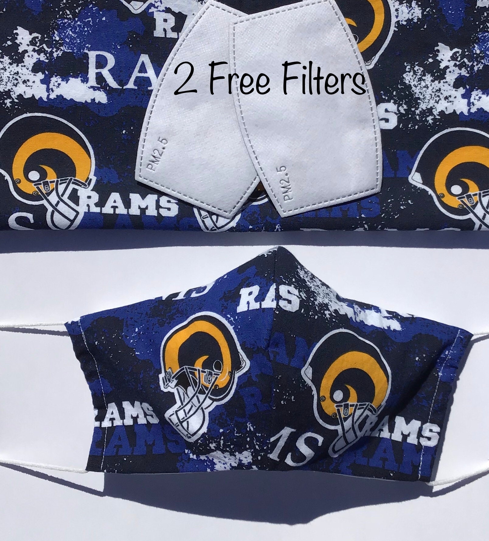 La Rams Face Mask With Filter Pocket + 1 Free Filter, Reusable/Washable