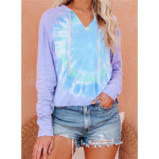 Purple Colorblock The Sun Cotton Blend Tie Dye Hoodie - Purple, (US 4-6)S