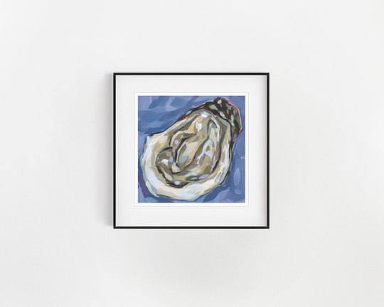 Oyster Art Print, Seafood Art, Wall Kitchen Decor, Food On The Half Shell, Acrylic Painting, Pearl