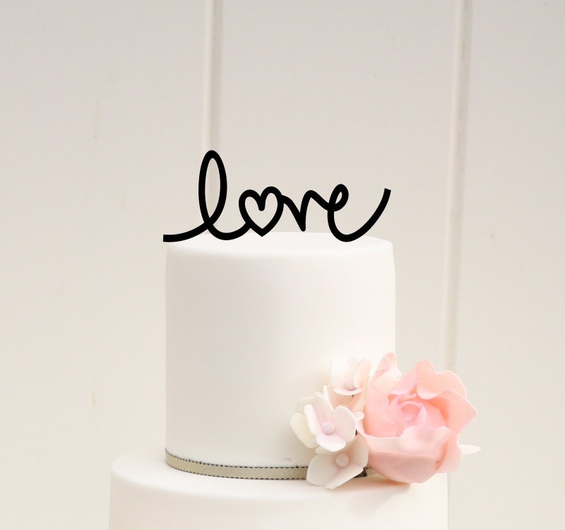 Love With Heart Wedding Cake Topper Custom Design