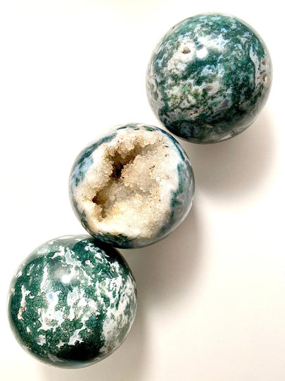 Large 4 Inch Moss Agate Spheres
