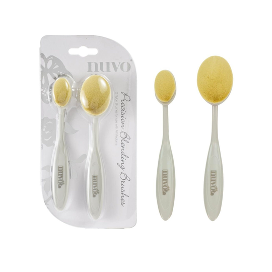 Precision Blending Brushes Tool By Nuvo Fine Bristle Brush Set For Inks, Paints, Stains, & Other Craft Mediums - 2Pc