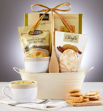 Soup's On Basket With Soup Mug