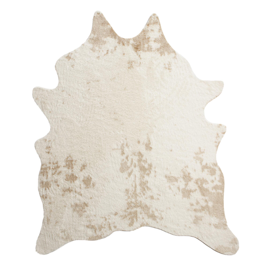 Ivory Printed Faux Cowhide Area Rug: White - Polyester - 5' x 8' by World Market