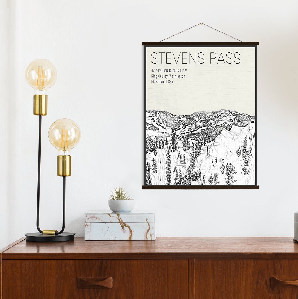 stevens Pass Washington Ski Resort Print | Hanging Canvas Of Printed Marketplace