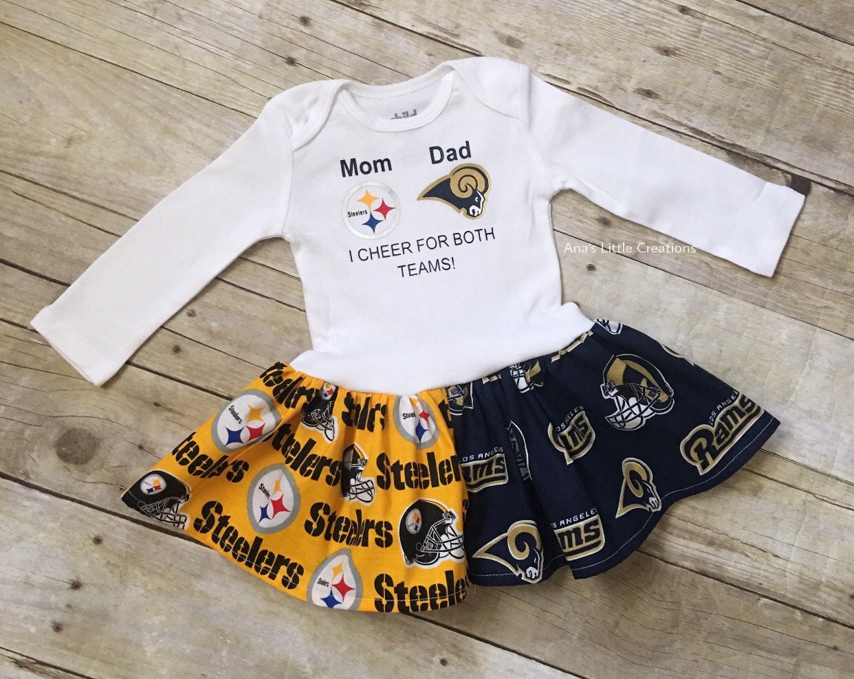 Custom House Divided Bodysuit Dress | Pittsburgh Steelers - Los Angeles Rams I Cheer For Both Teams