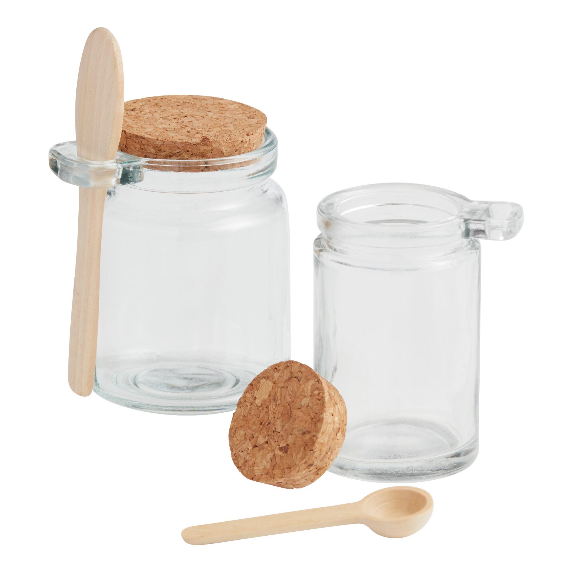Glass and Cork Spice Jar with Spoon Set of 3 by World Market