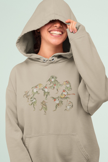 Frog Hoodie, Party Animal, Heavy Blend Hooded Sweatshirt, Kawanabe Artist, Anthropomorphic, Japanese Art, Lovers, Gift, Kyosai