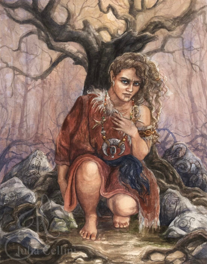 Angrboða Art Norse Paganism Mythology | Angrboda Watercolor Scandinavian Pagan Goddess Witch Ironwood Jotun
