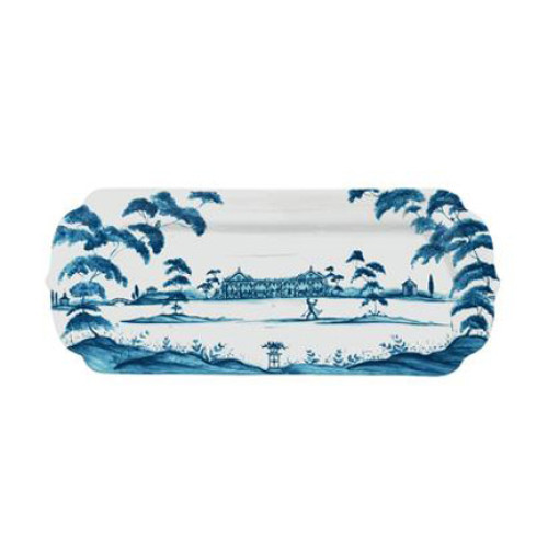 Juliska Country Estate Delft Blue Hostess Tray Garden Party 15"L, 6"W, 1"H